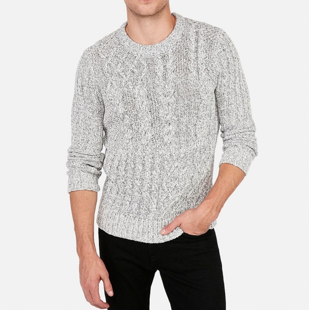 Express Men Patch Cable Knit Crew Neck Sweater US
